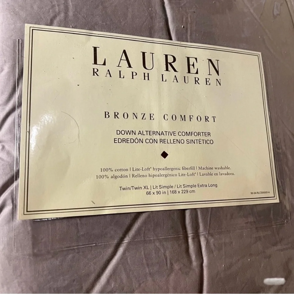 NEW Ralph Lauren Bronze Comfort Twin XL Down Alternative Cotton Comforter Tan